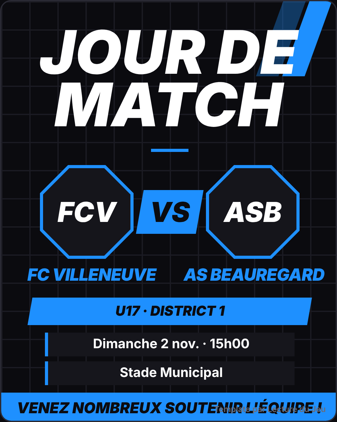 Jour de match en coloris bleu