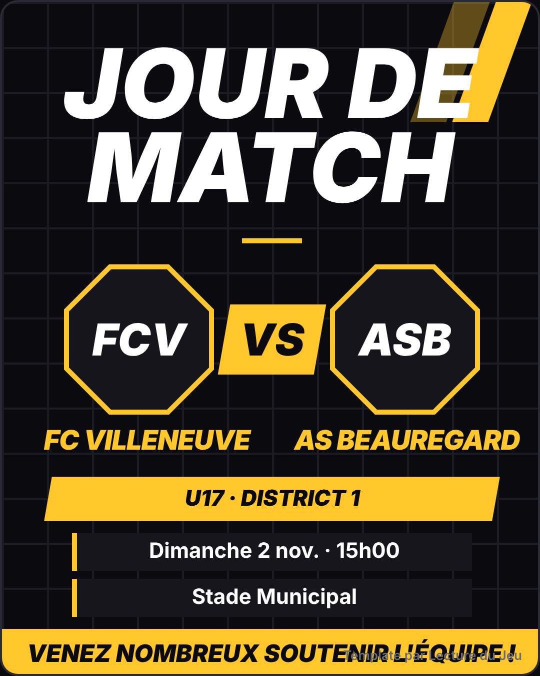 Jour de match en coloris jaune