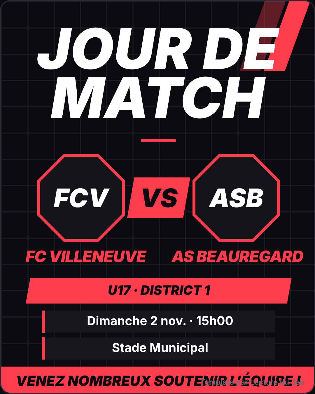 Jour de match en coloris rouge