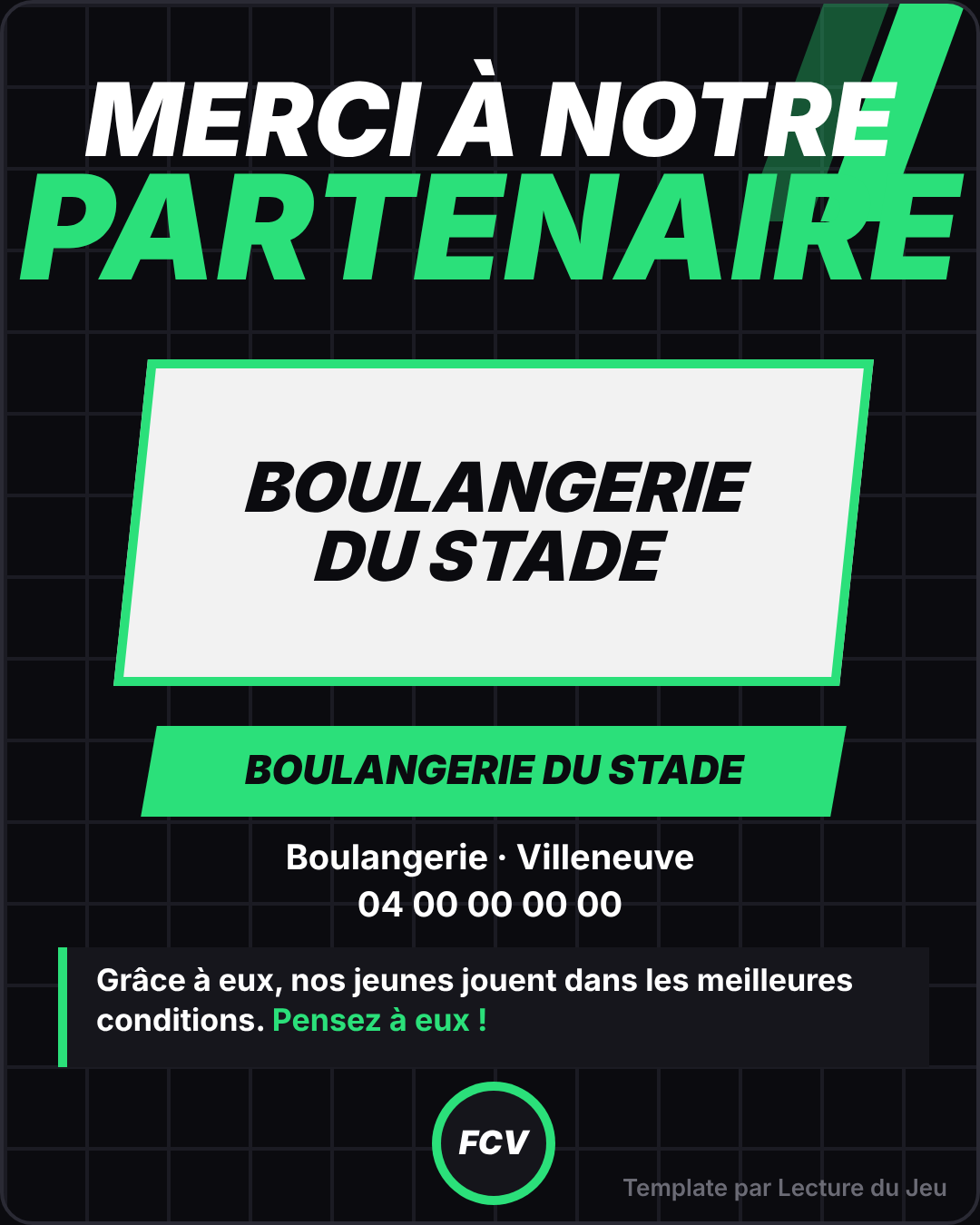 Modèle Merci à notre partenaire